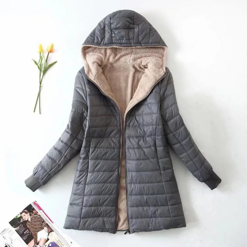 Warm Ladies Fleece Winter Jacket with Hood