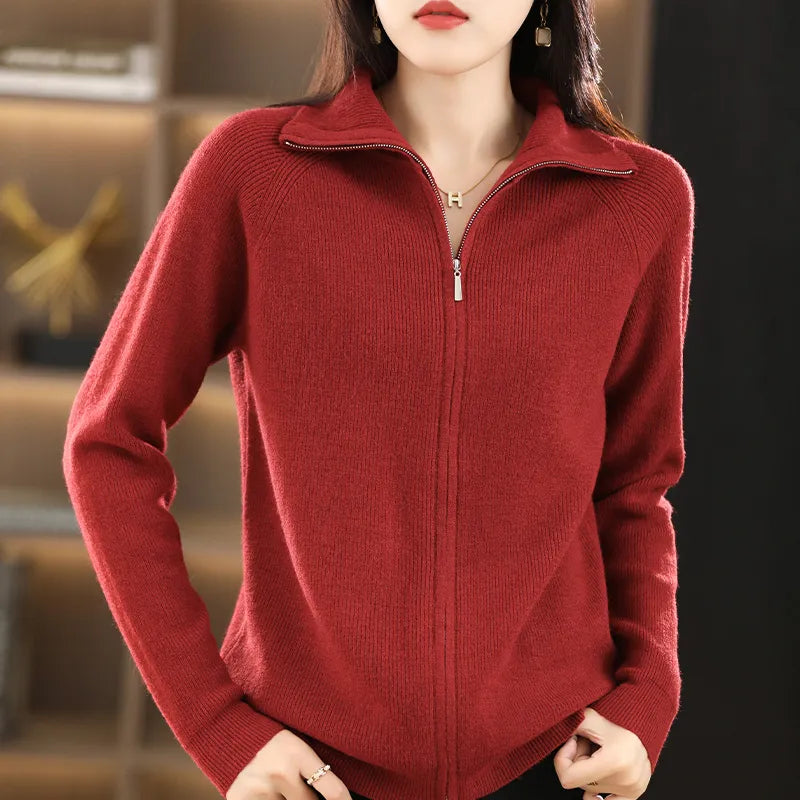 Women's Cardigan with Dual Zip Closure