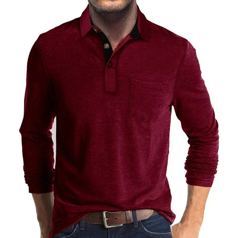 Men’s Classic Casual Long-Sleeve Polo Shirt