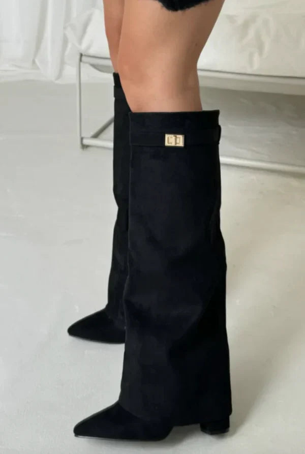Women's High Boots with Gold Buckle