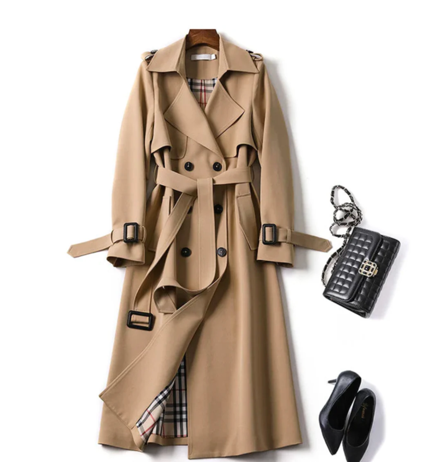Women’s Double-Breasted Belted Trench Coat