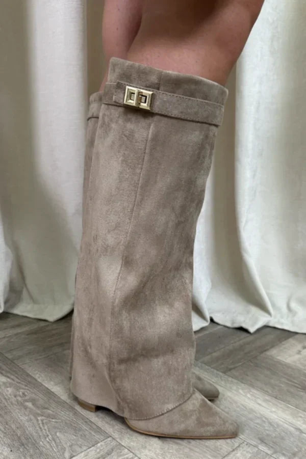 Women's High Boots with Gold Buckle
