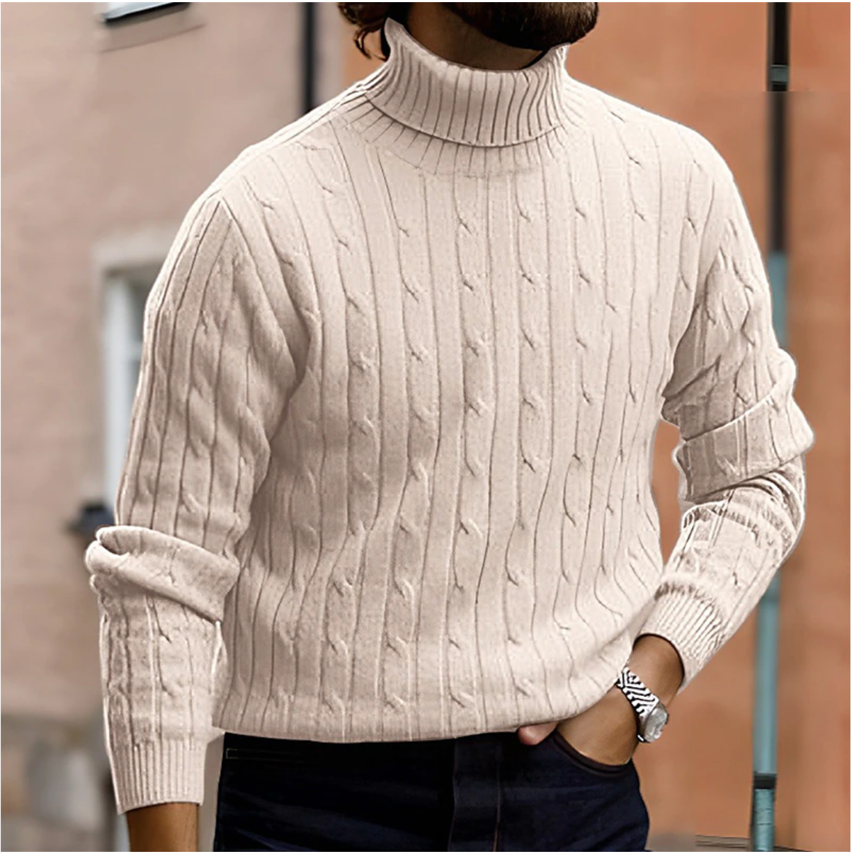Elegant Men's Rollneck Sweater with Comfortable Fit