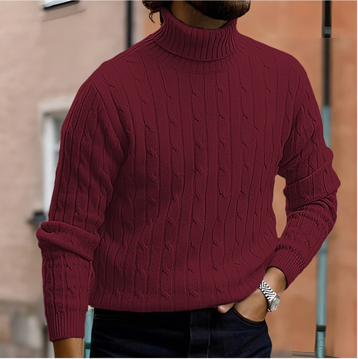 Elegant Men's Rollneck Sweater with Comfortable Fit