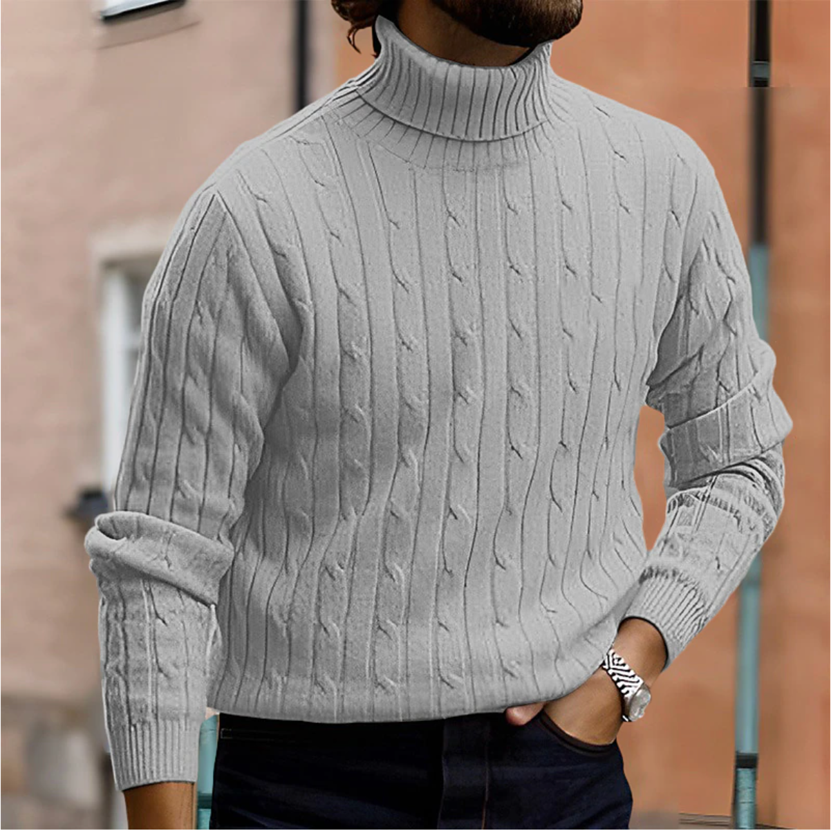 Elegant Men's Rollneck Sweater with Comfortable Fit