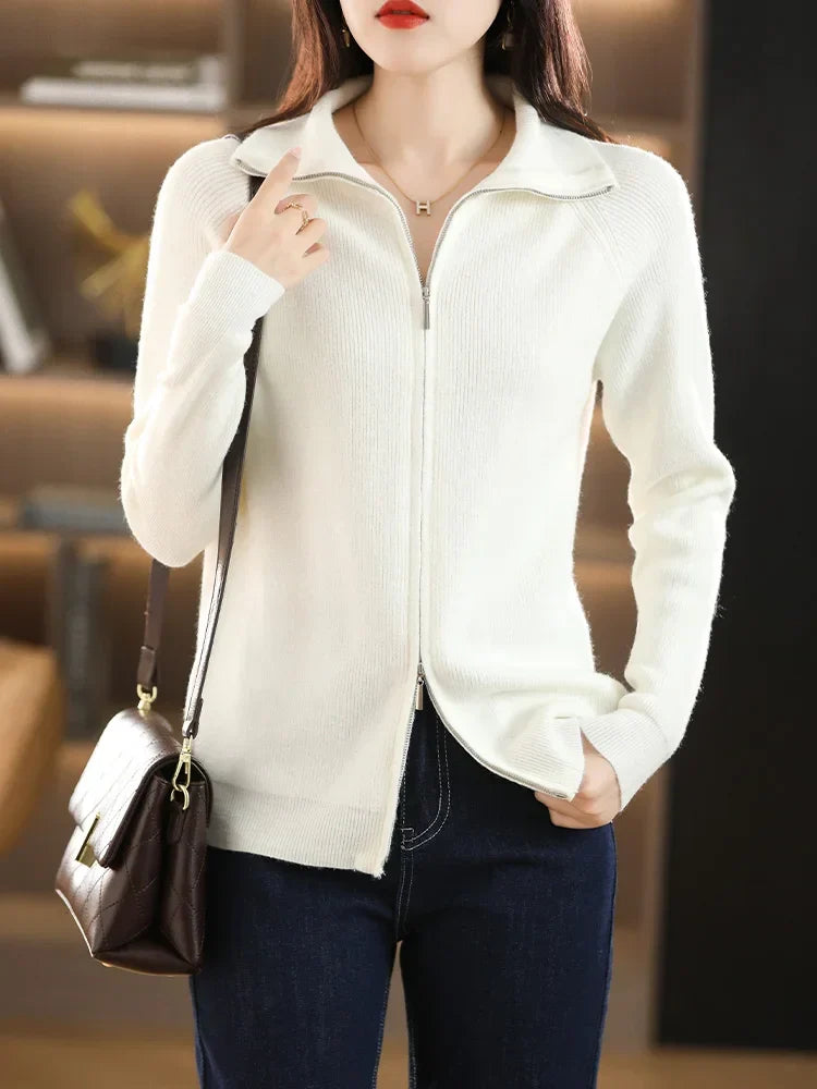 Women's Cardigan with Dual Zip Closure