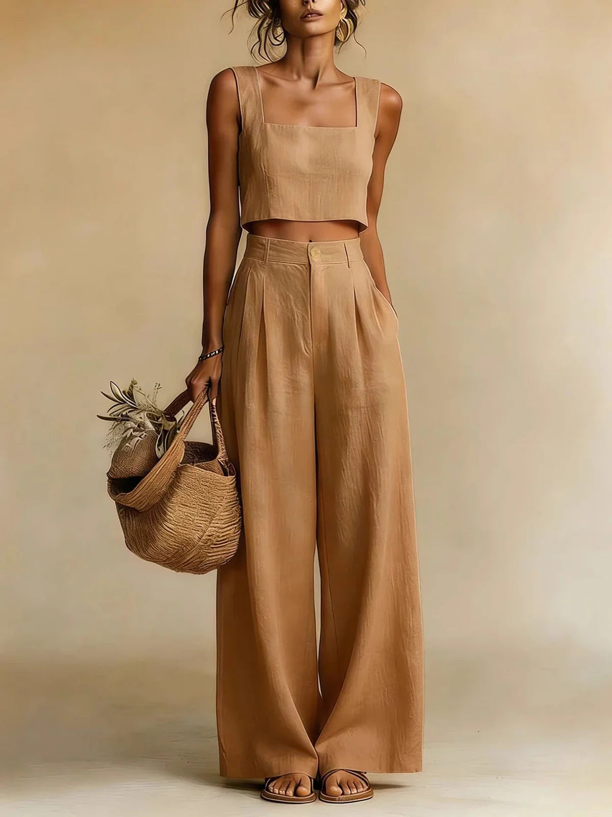 Women's Wide-Leg Palazzo Pants Set