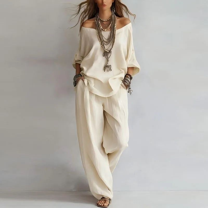 Women's Off-Shoulder Wide-Leg Co-ord Set