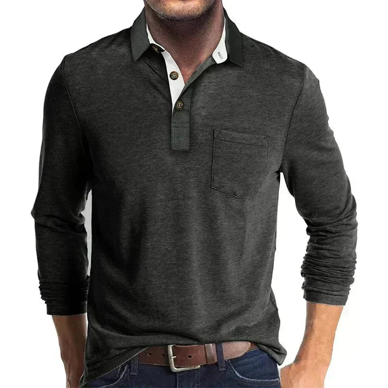 Men’s Classic Casual Long-Sleeve Polo Shirt