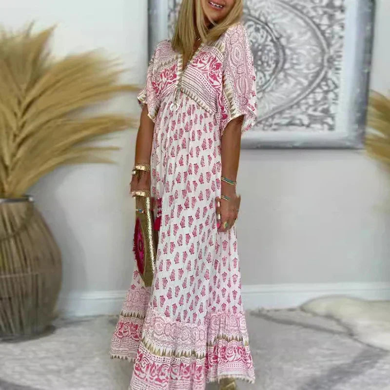 Women's Boho Print Maxi Dress | Vibrant, Flowing & Effortlessly Stylish