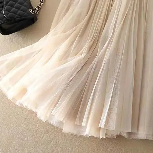 Women's High-Waisted Pleated Midi Skirt with Flowing Silhouette