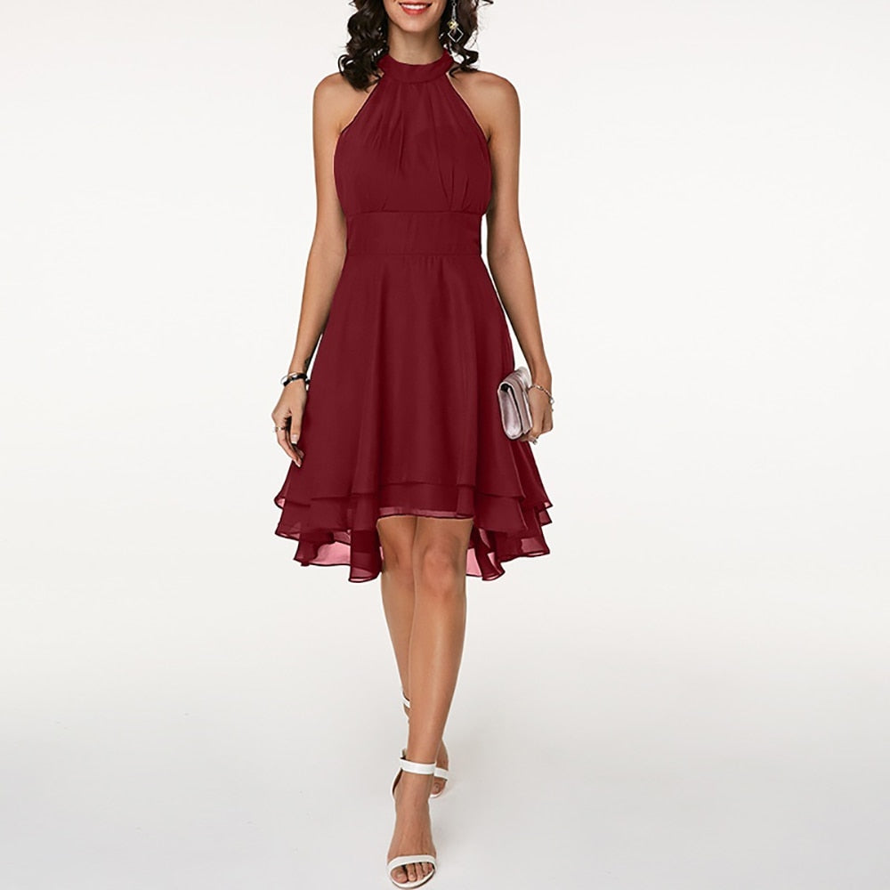 Women's Halter Neck Mini Dress with Flowing Silhouette