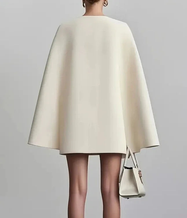 Women's Cape Sleeve Double-Breasted Mini Dress