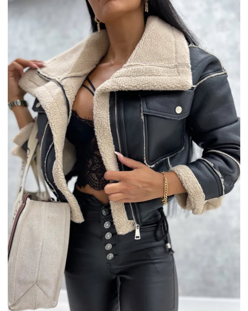 Women's Stylish Cropped Leather Jacket