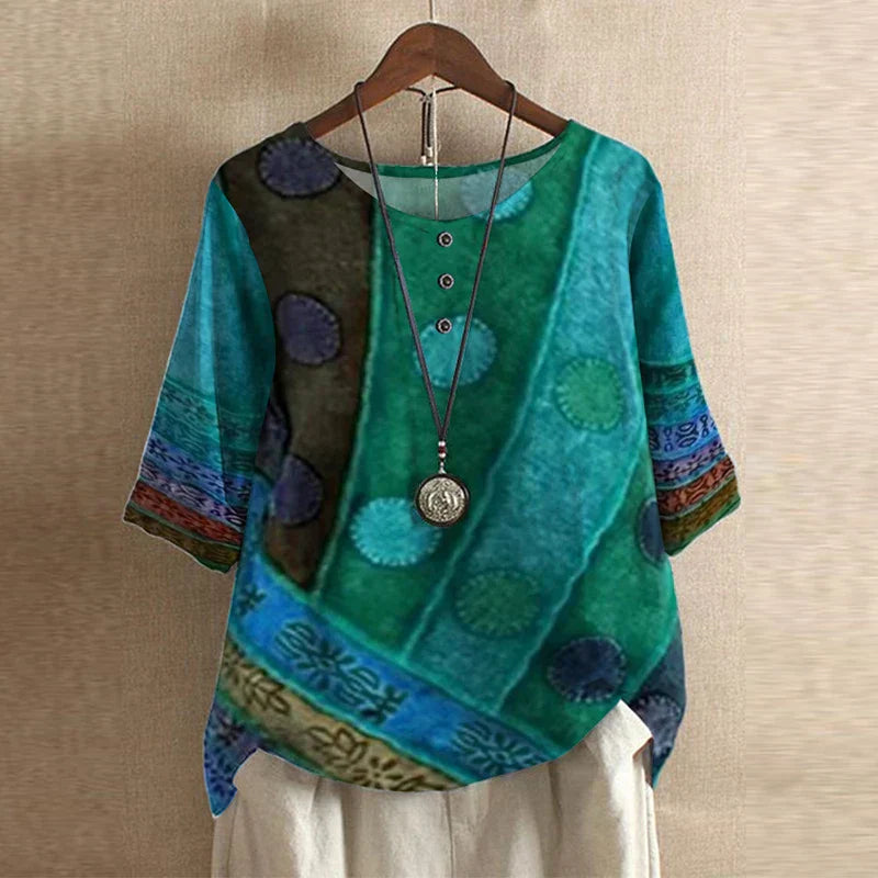 Women's Vintage-Inspired Floral Print Blouse