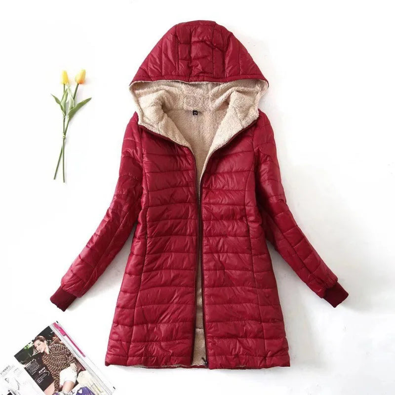 Warm Ladies Fleece Winter Jacket with Hood