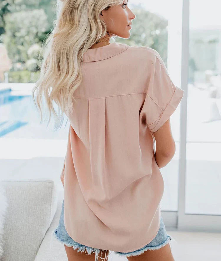 Women’s Casual Button-Up Short Sleeve Shirt