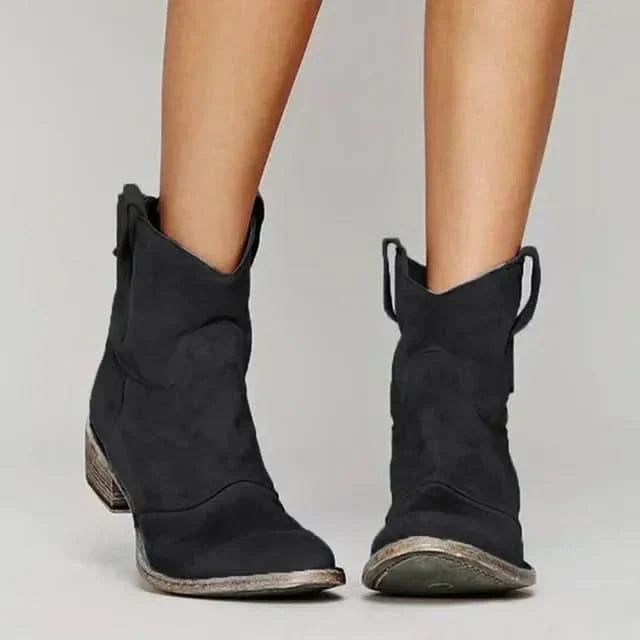 Women's Vintage Western Suede-Style Ankle Boots
