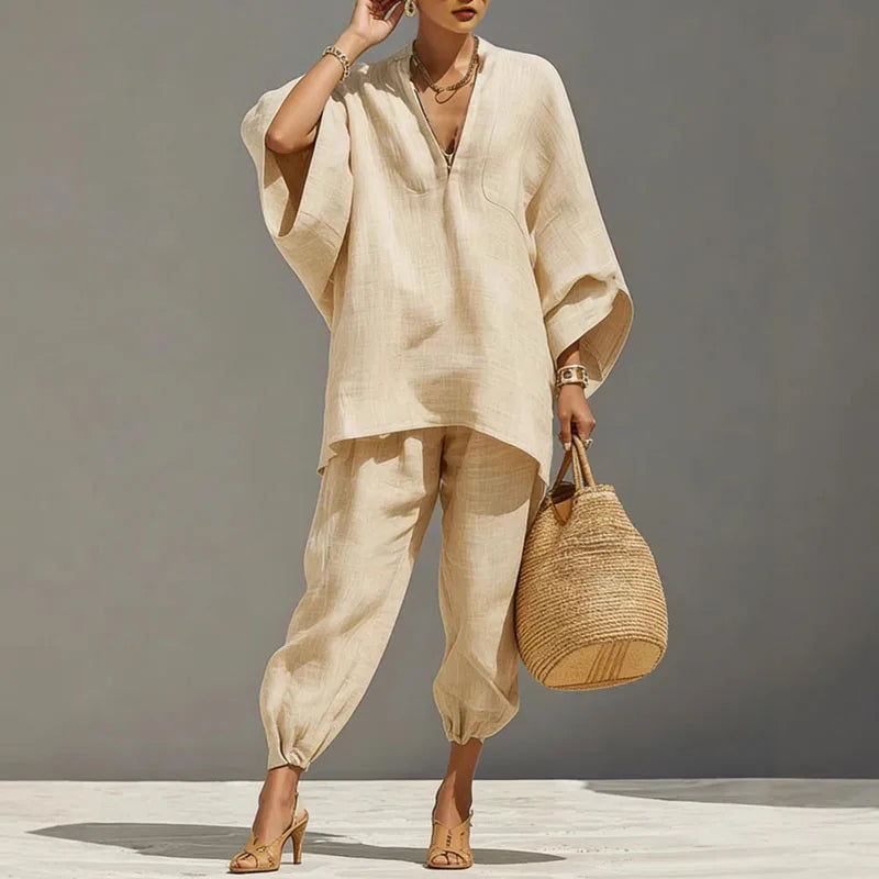 Women's Boho Co-Ord Set with Batwing Sleeve