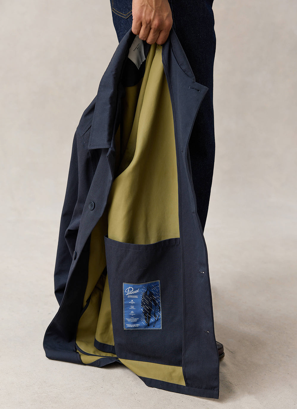 Men's Casual Trench Coat with Button Closure
