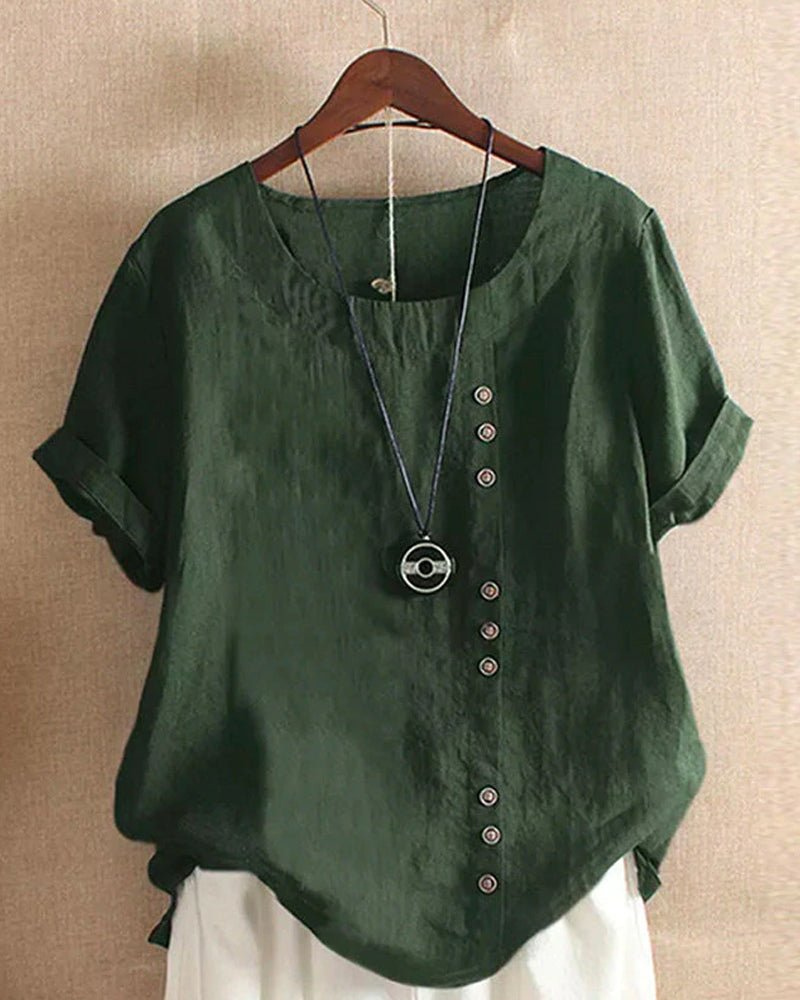 Casual Button-Front Tunic Top with Relaxed Fit and Versatile Everyday Styling