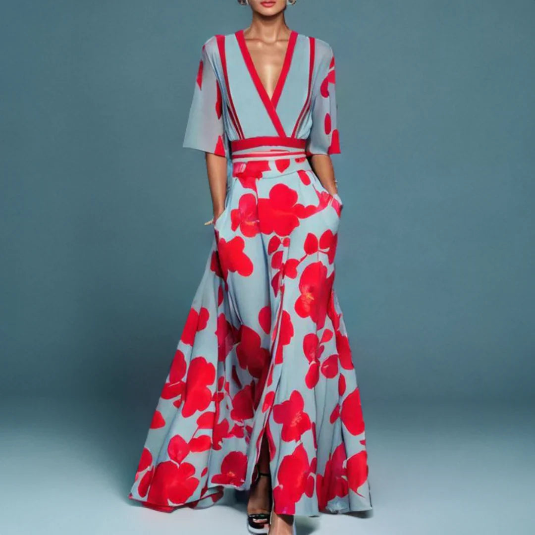 Women's Floral Wrap Maxi Dress with Elegant Flowing Silhouette