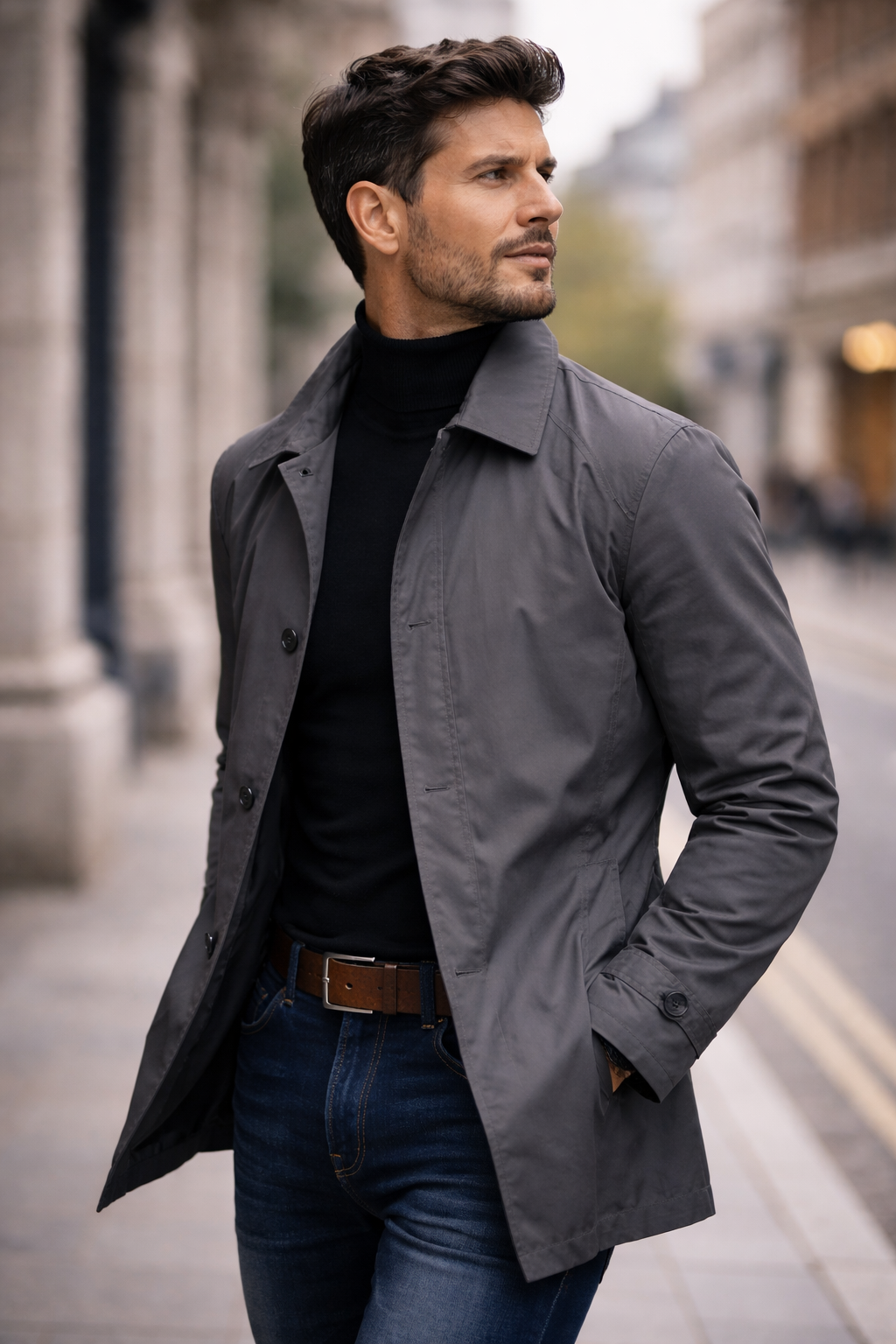 Men's Classic Trench Coat Weather-Resistant