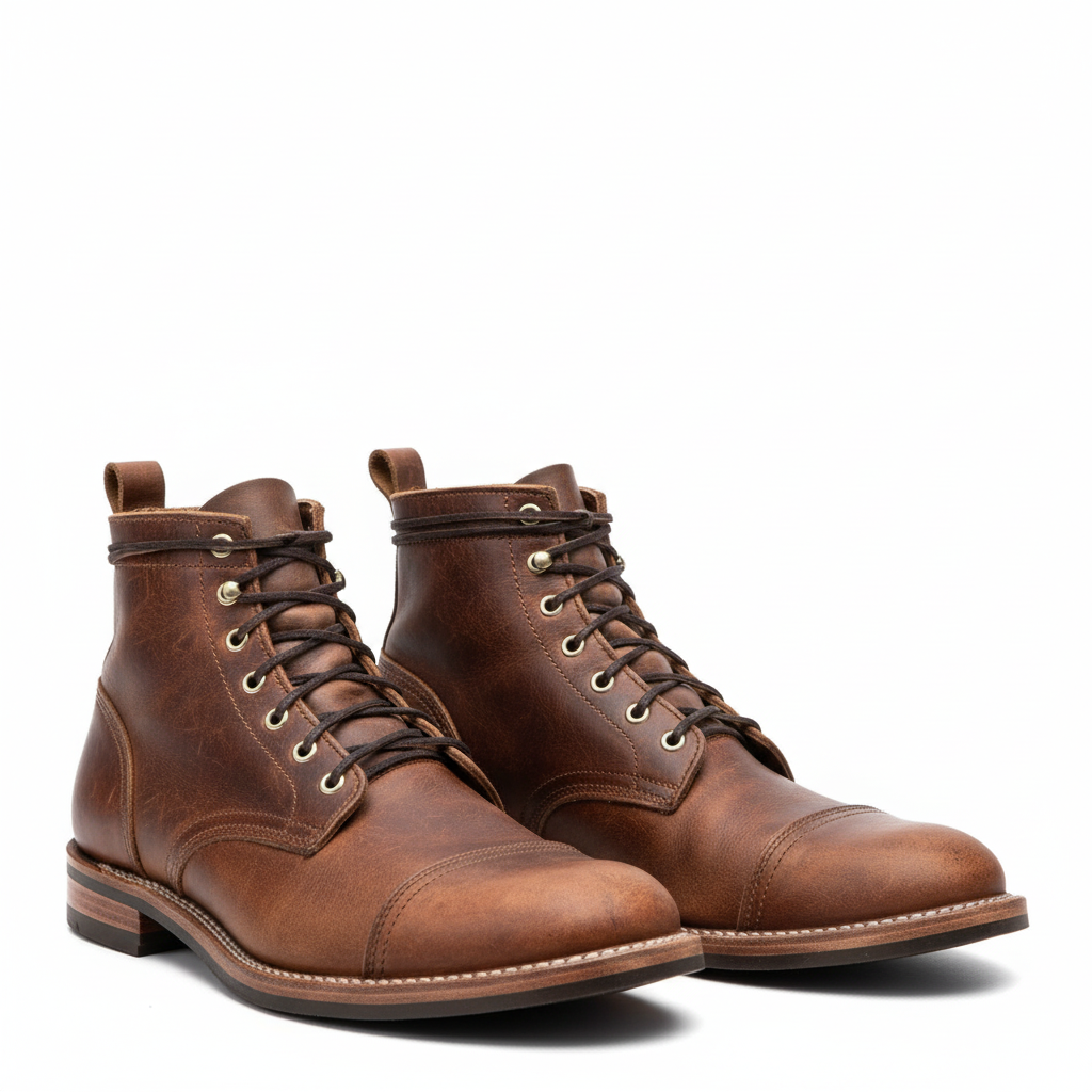 Men’s Vintage Leather Lace-Up Ankle Boots