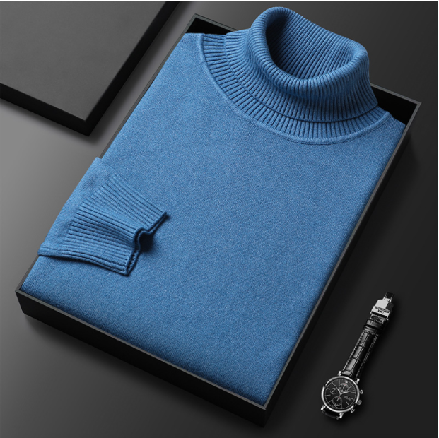 Men's Classic Turtleneck Sweater and Ribbed Collar