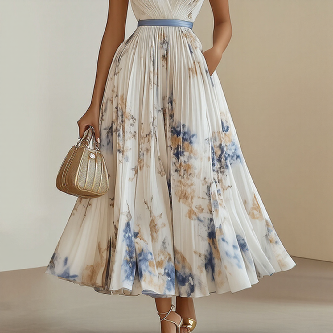 Women's Floral Maxi Dress with V-Neck