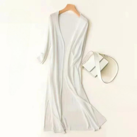 Women’s Elegant Open Front Longline Cardigan with Relaxed Fit