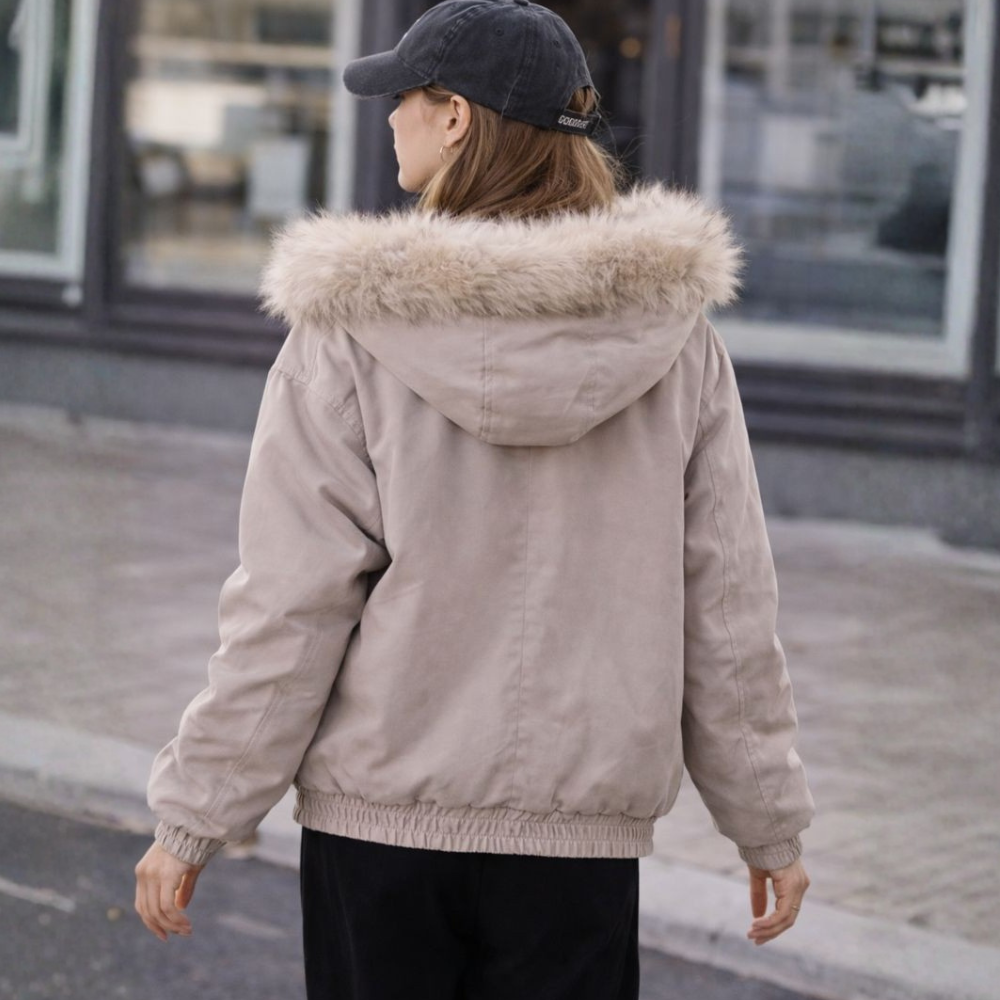 Women's Faux Fur Hooded Bomber Winter Jacket