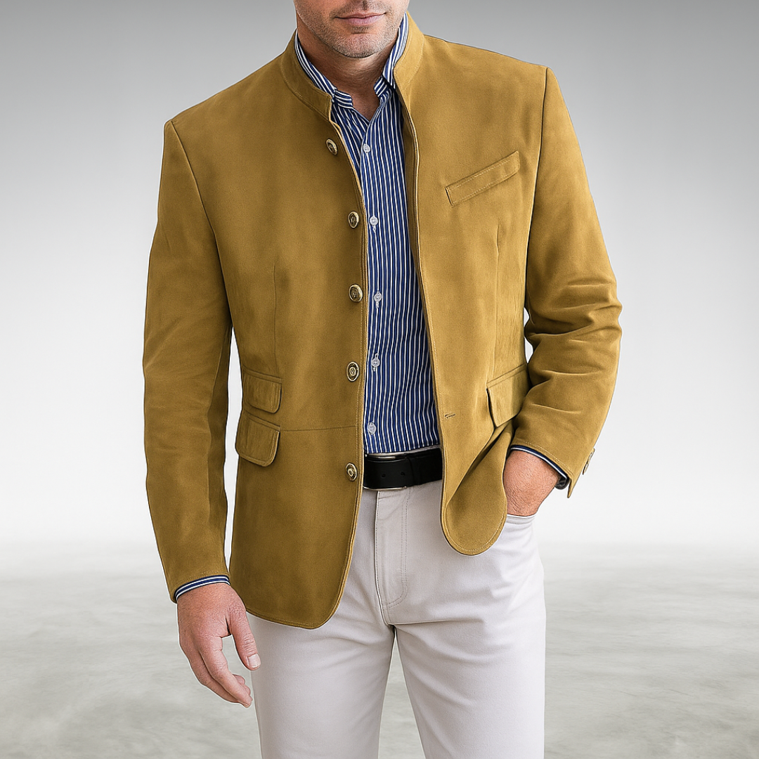 Men’s Modern Tailored Fit Stand Collar Blazer