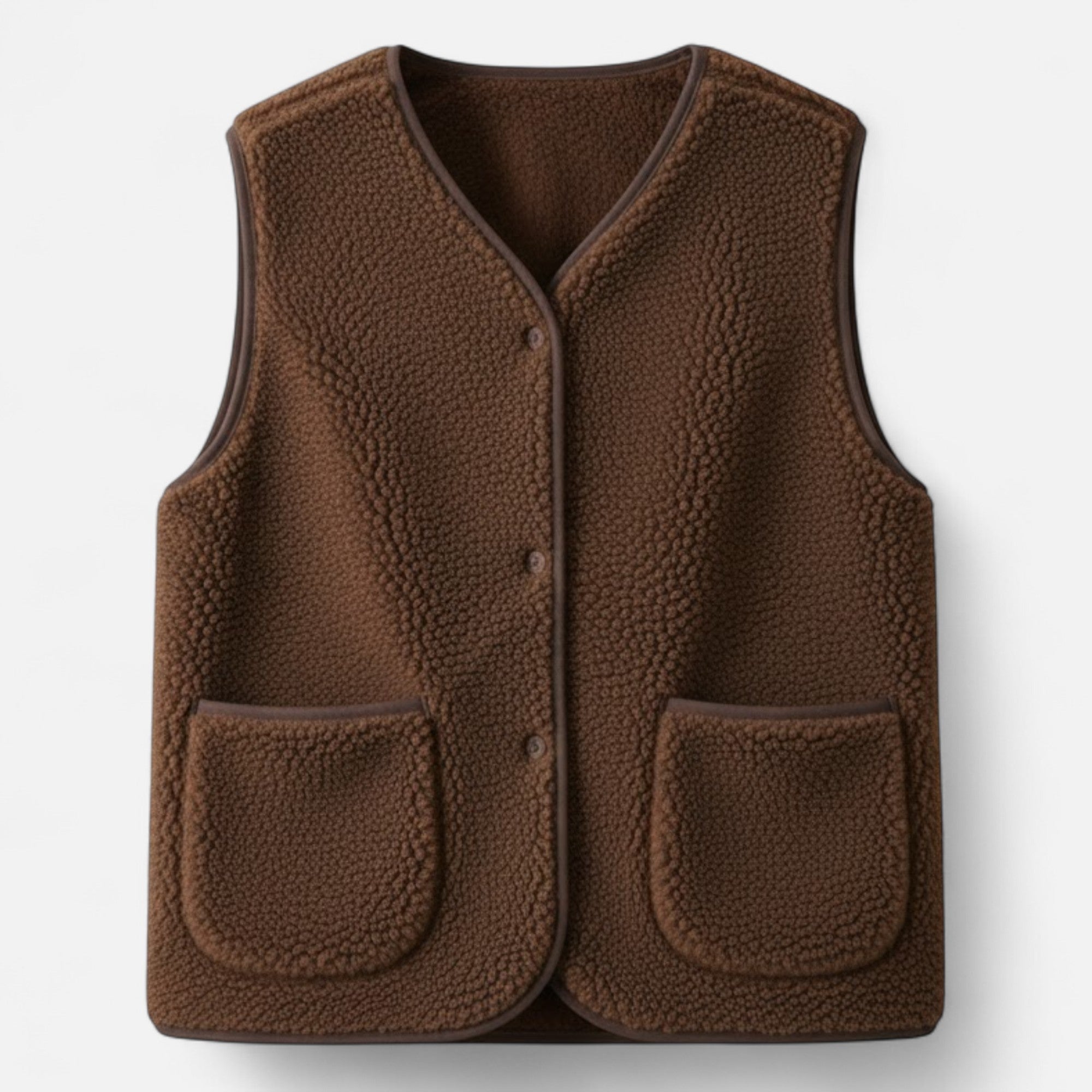 Women’s Teddy Fleece Cozy Sleeveless Button-Up Vest