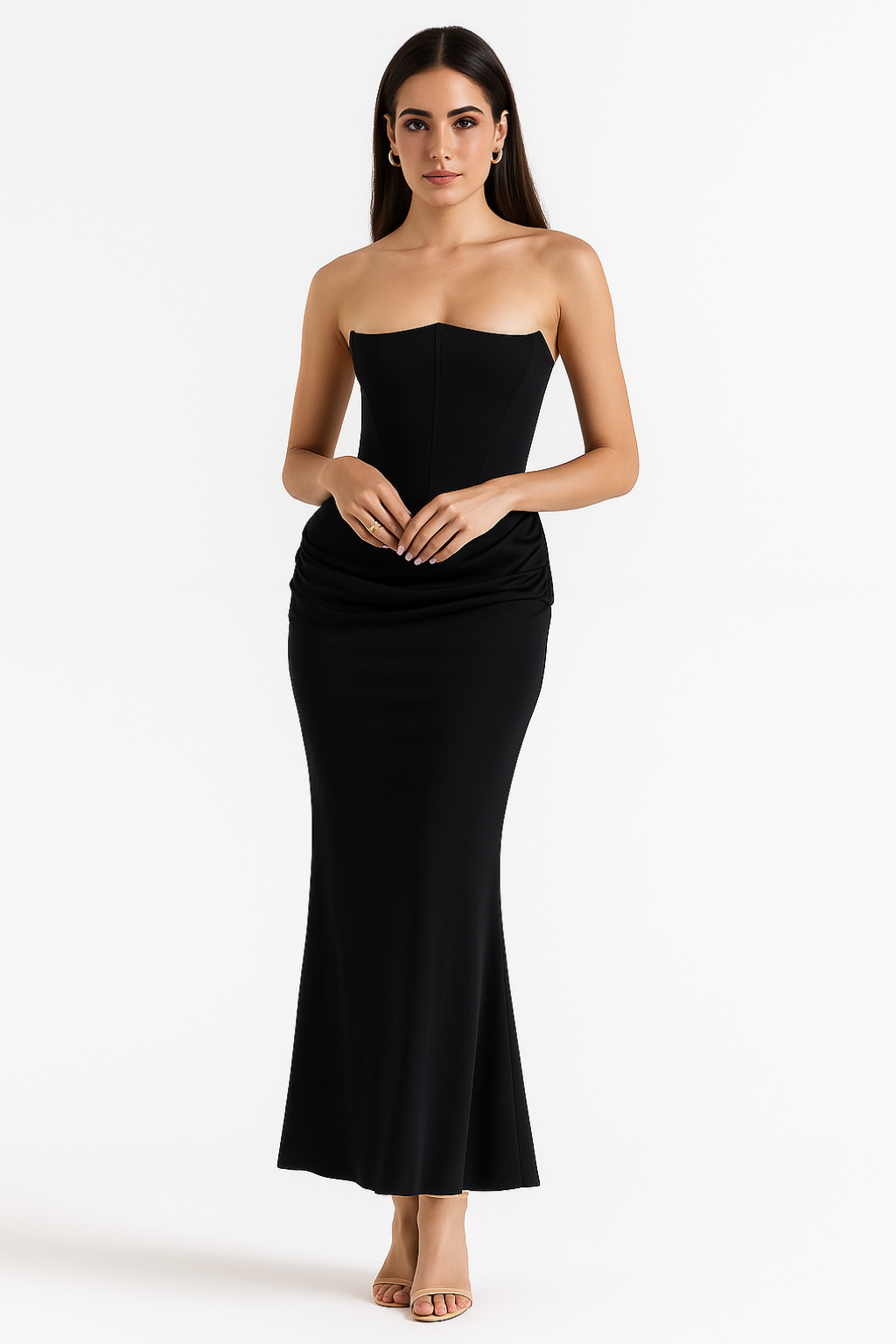Chic Strapless Maxi Dress with Flowing Silhouette