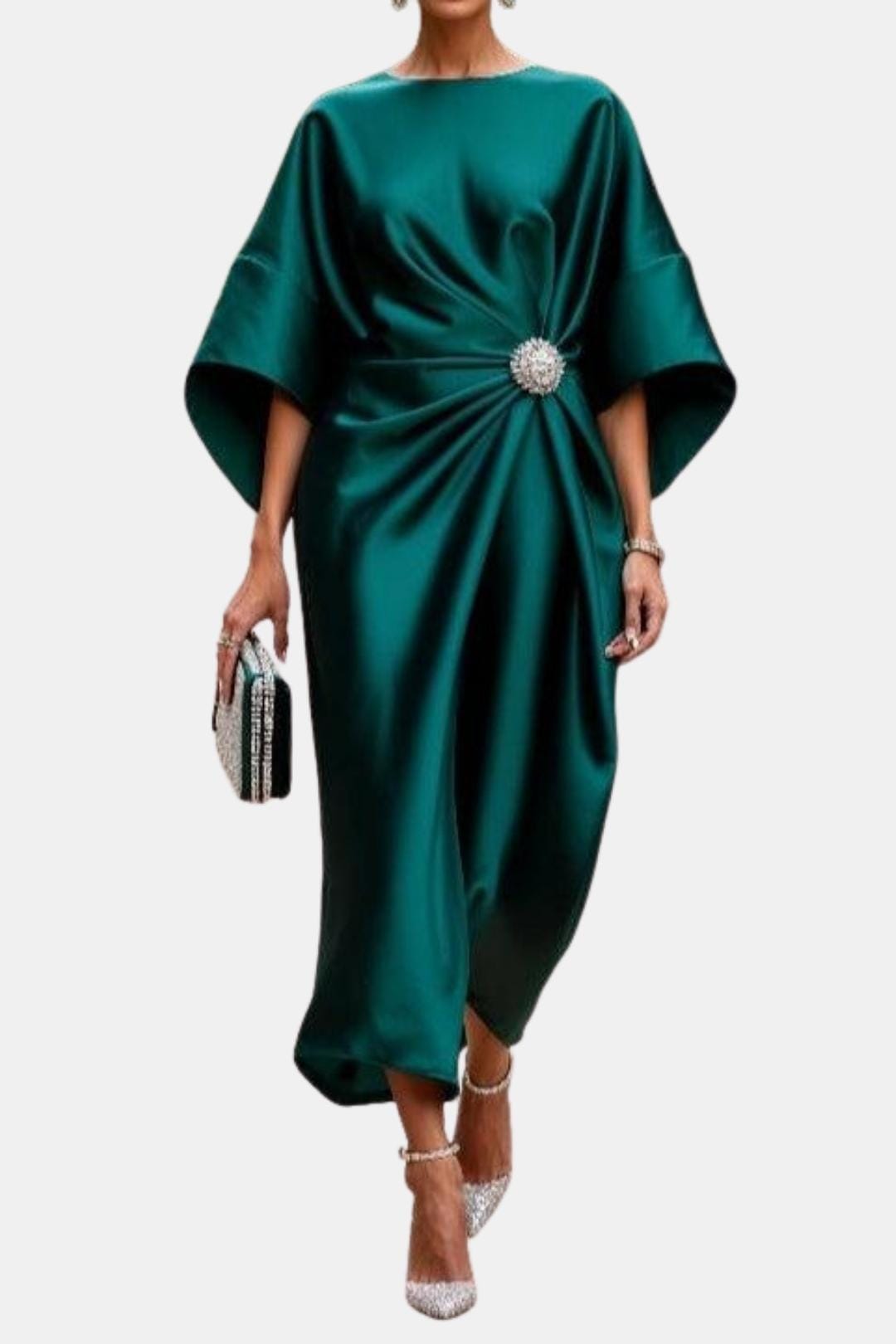 Women's A-Line Midi Dress with Waist Detail