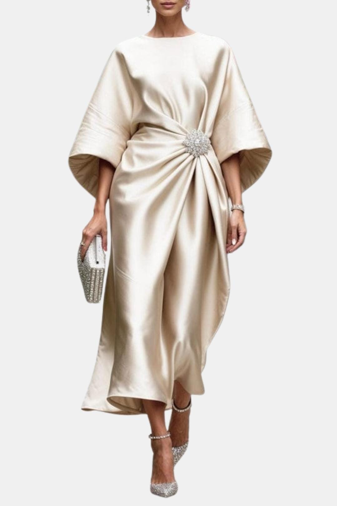 Women's A-Line Midi Dress with Waist Detail