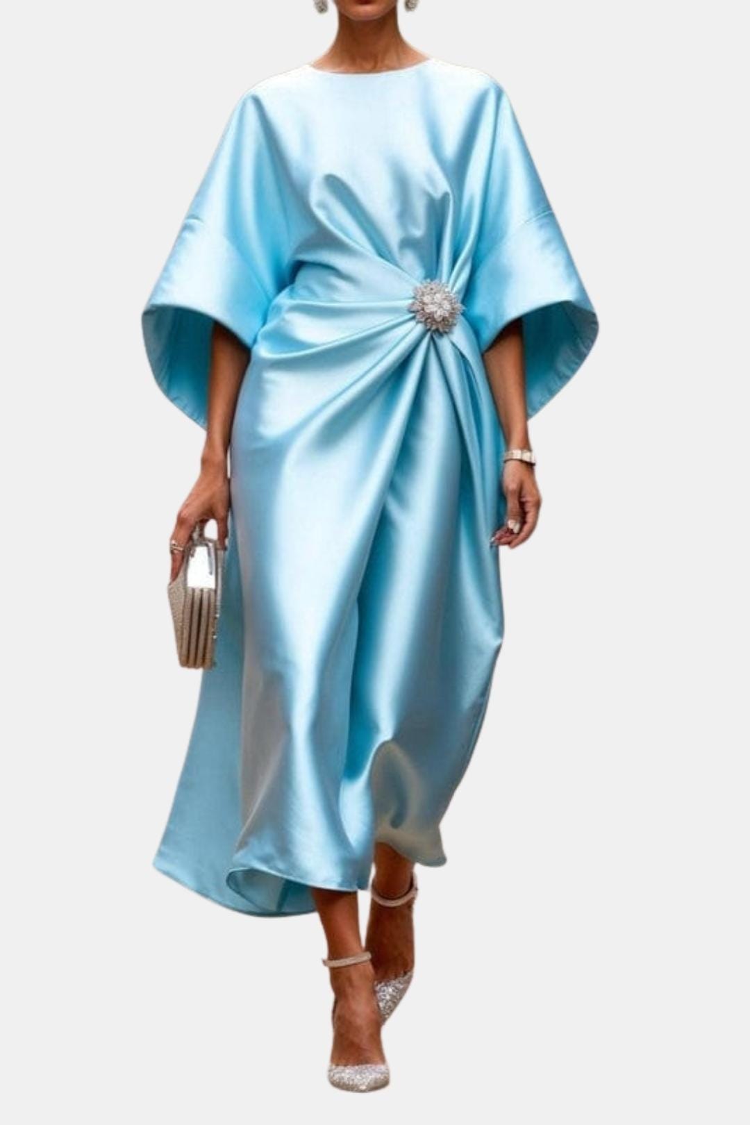 Women's A-Line Midi Dress with Waist Detail