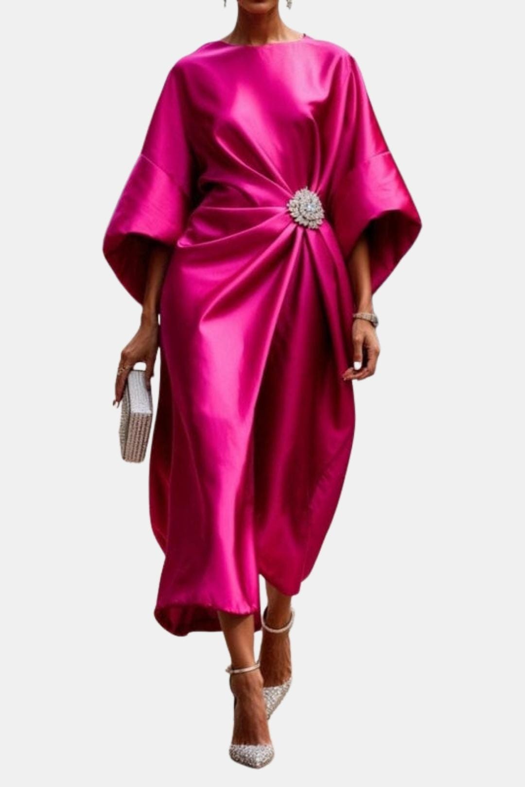 Women's A-Line Midi Dress with Waist Detail