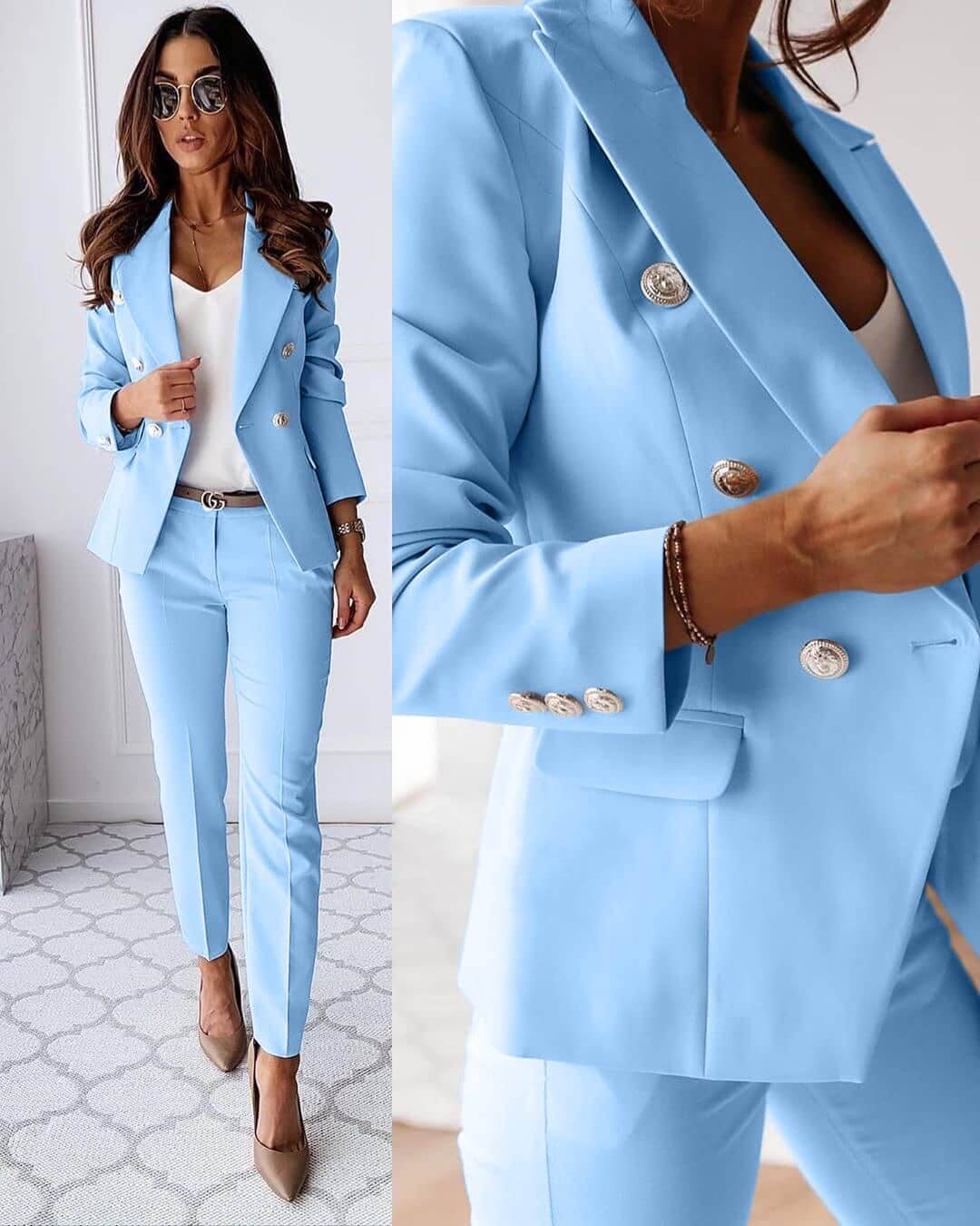 Women’s Elegant Tailored Blazer & Trousers Set