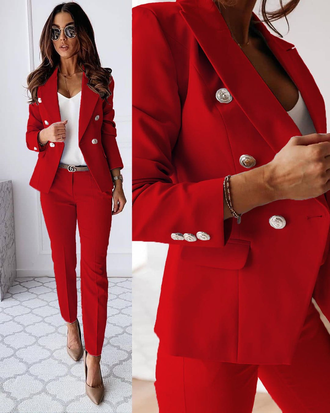 Women’s Elegant Tailored Blazer & Trousers Set