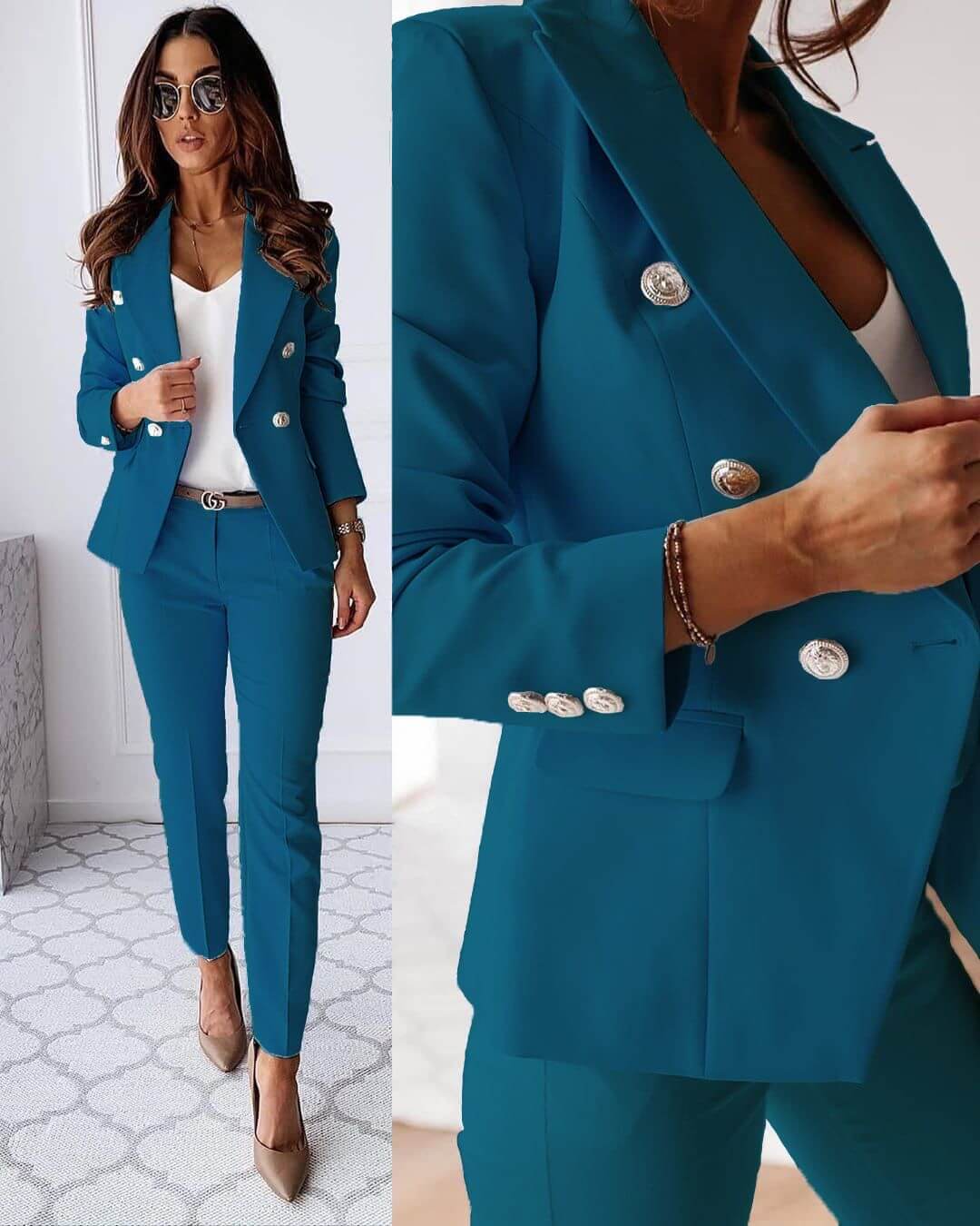 Women’s Elegant Tailored Blazer & Trousers Set