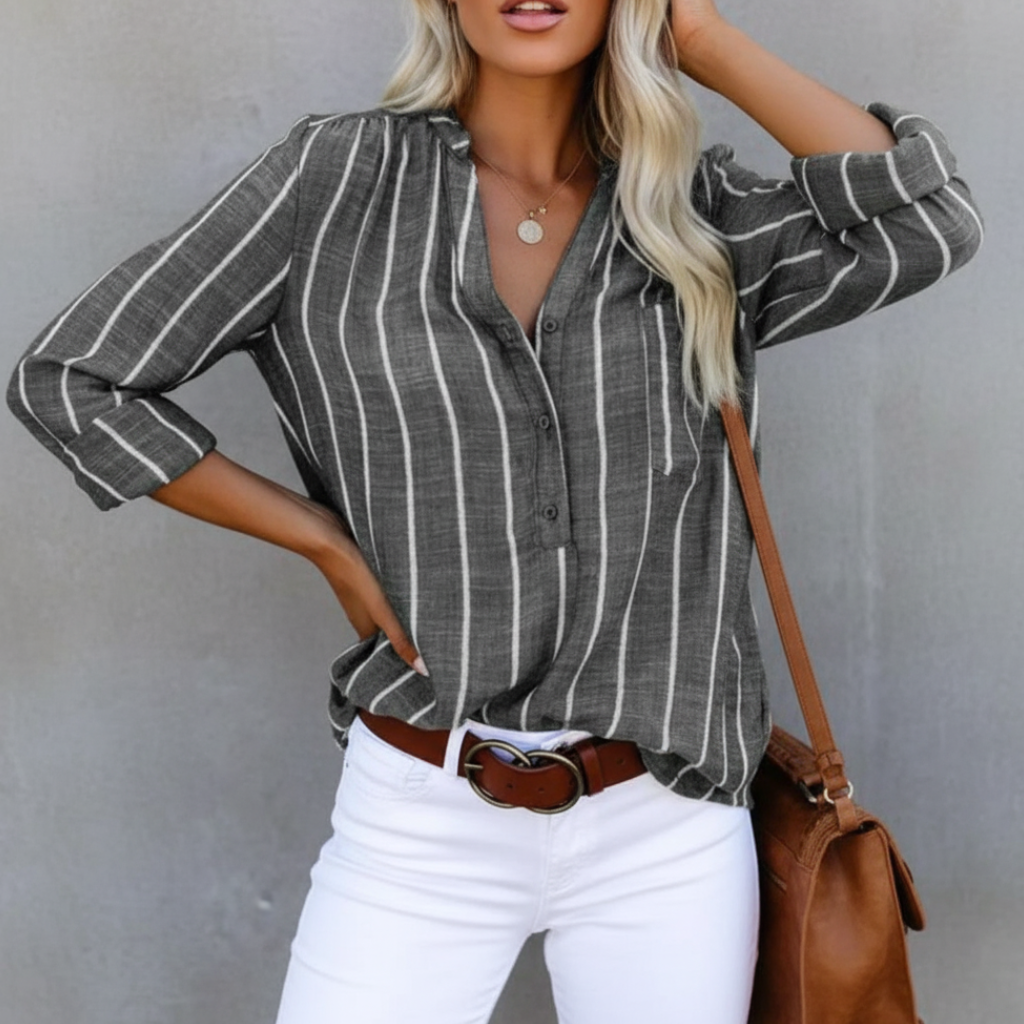 Women's Oversized Striped Shirt with Relaxed Fit