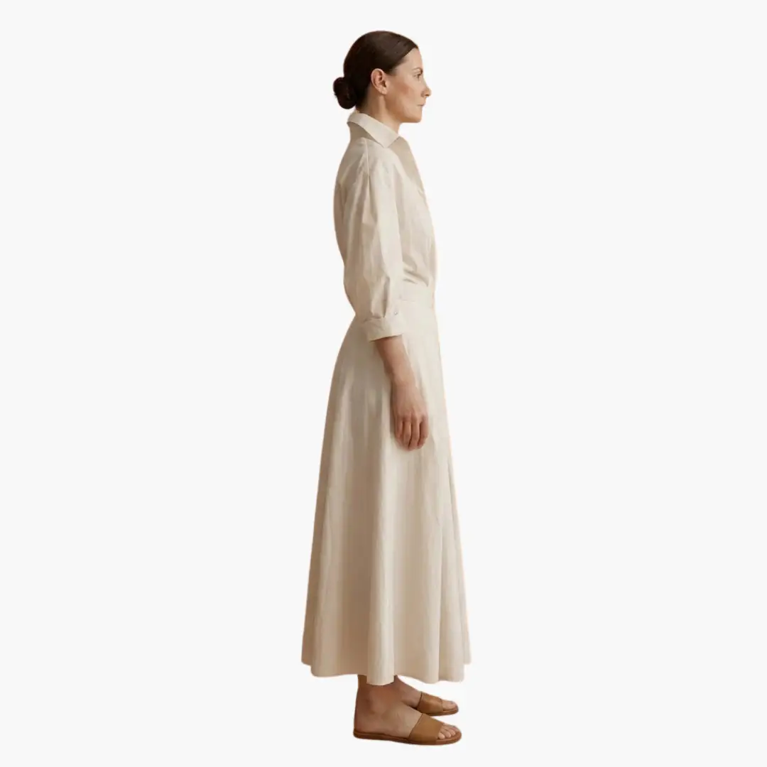 Women’s Elegant Long Sleeve Midi Shirt Dress