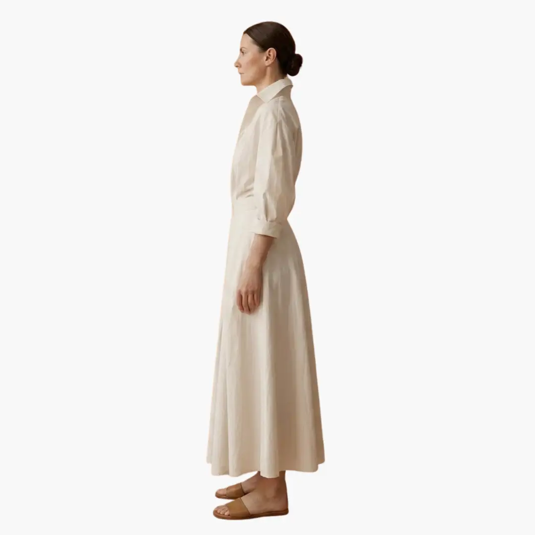 Women’s Elegant Long Sleeve Midi Shirt Dress