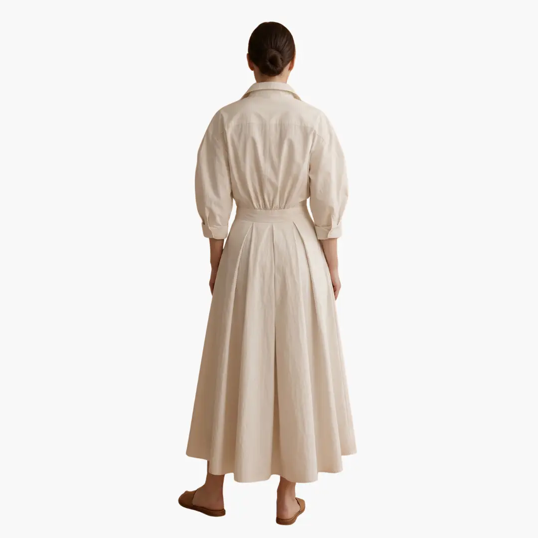 Women’s Elegant Long Sleeve Midi Shirt Dress