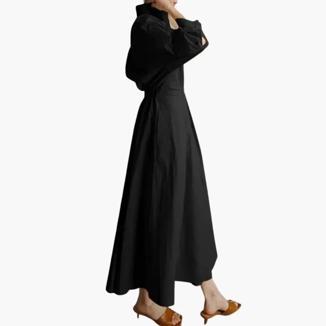 Women’s Elegant Long Sleeve Midi Shirt Dress