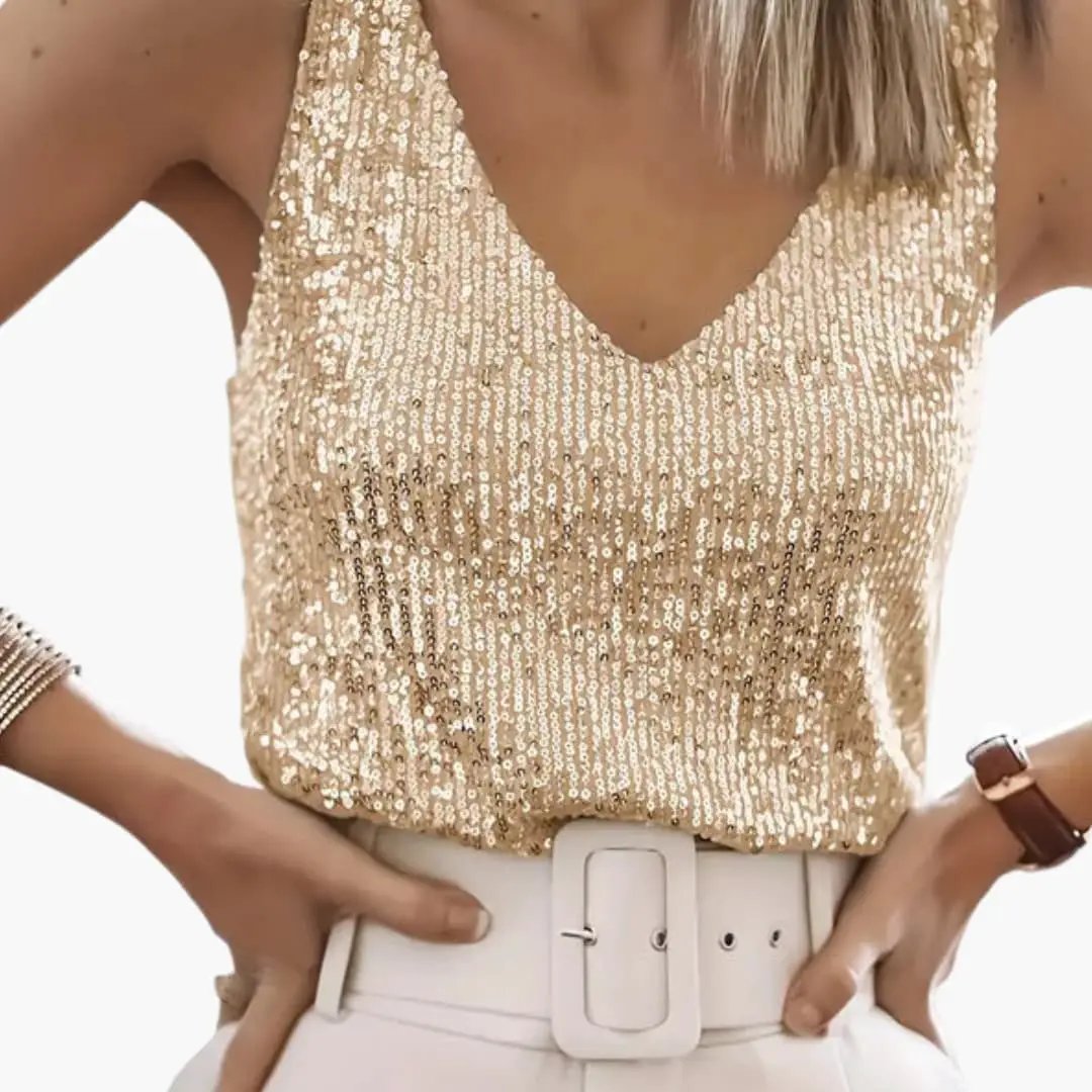 Women’s Sequin V-Neck Party Camisole Tank Top