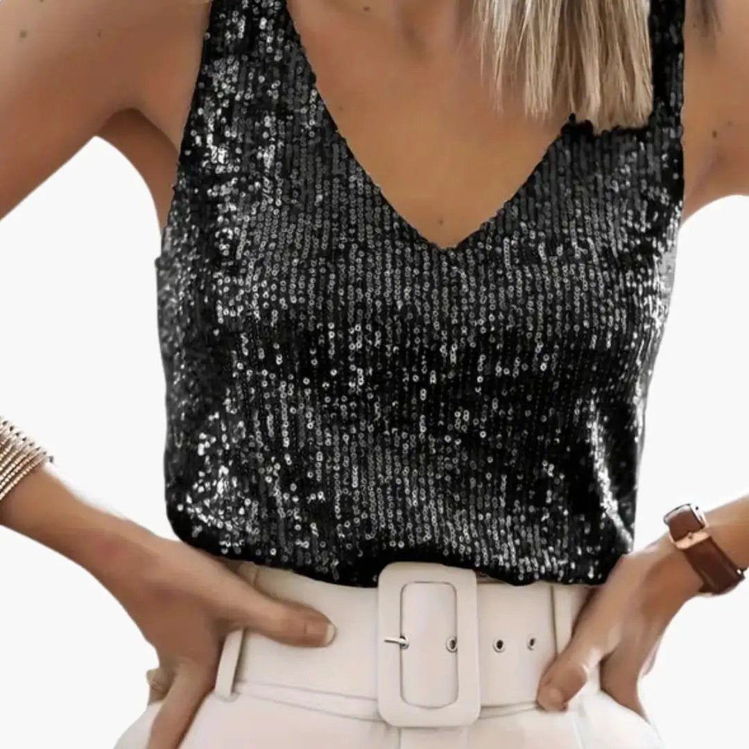 Women’s Sequin V-Neck Party Camisole Tank Top