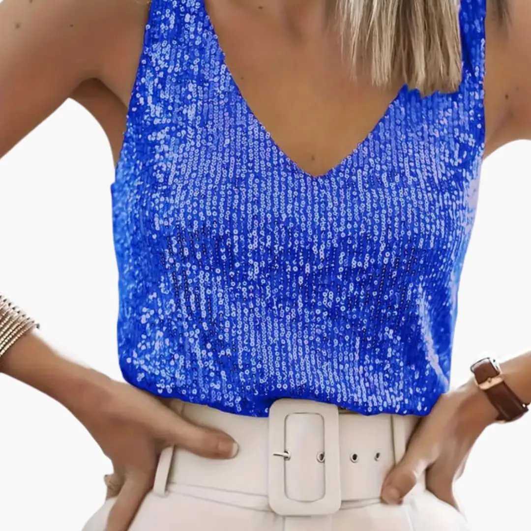 Women’s Sequin V-Neck Party Camisole Tank Top